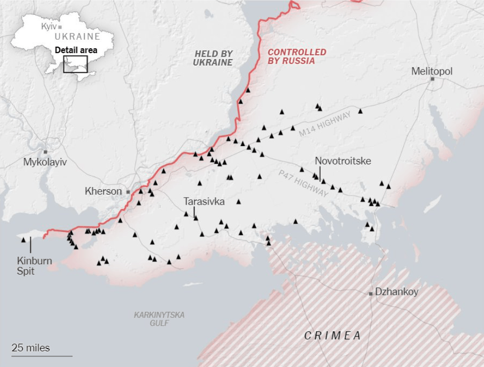 Система оборонительных укреплений на занятой российскими войсками территории Херсонской области